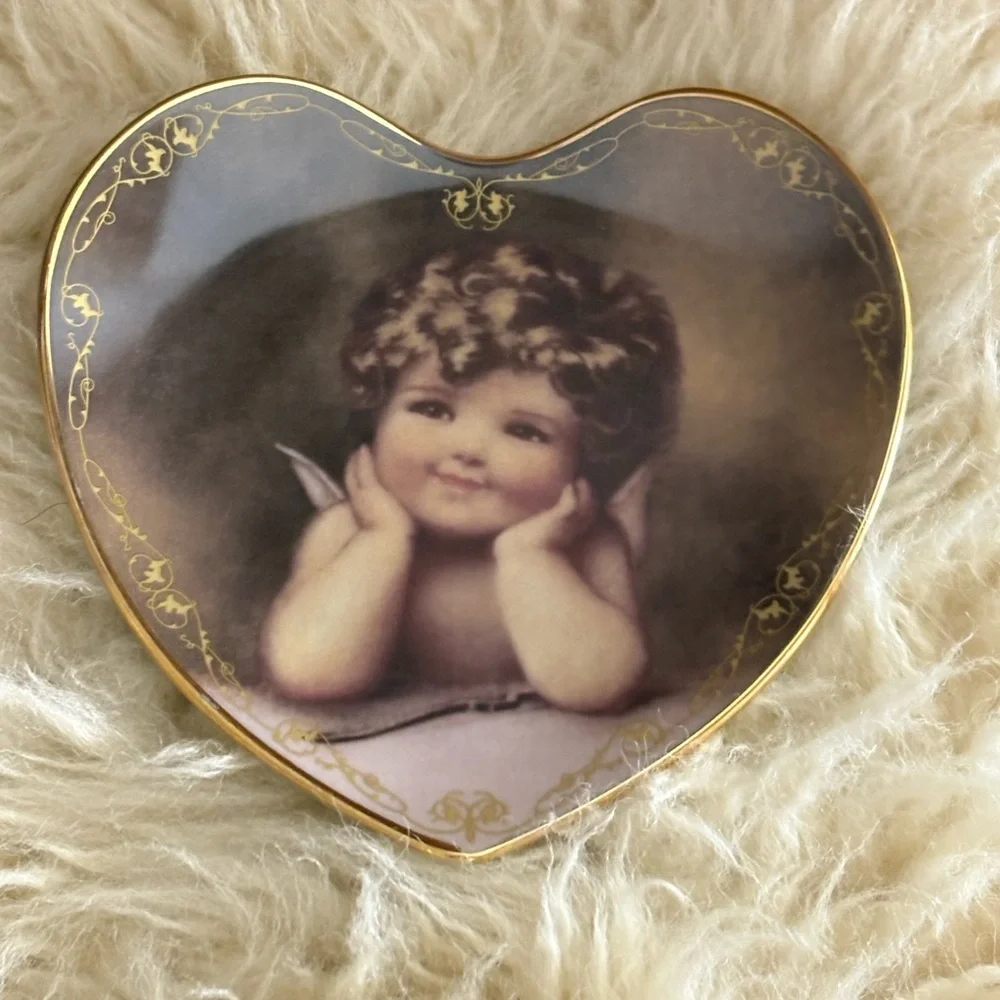 Tender Reflections Heart-Shaped Cherub Decorative Trinket Dish Numbered Series